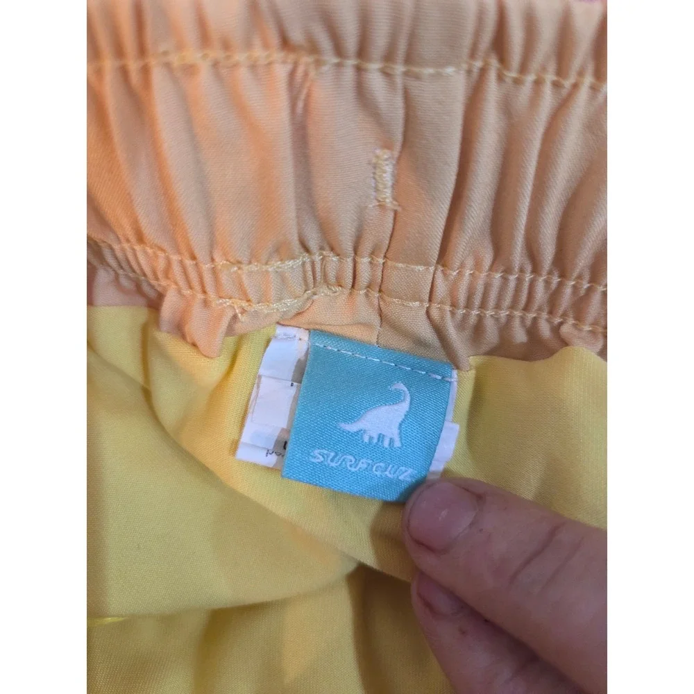 SurfCuz Boys Colorblock Swim Trunks Pink Blue Yellow Compression Liner Size 8